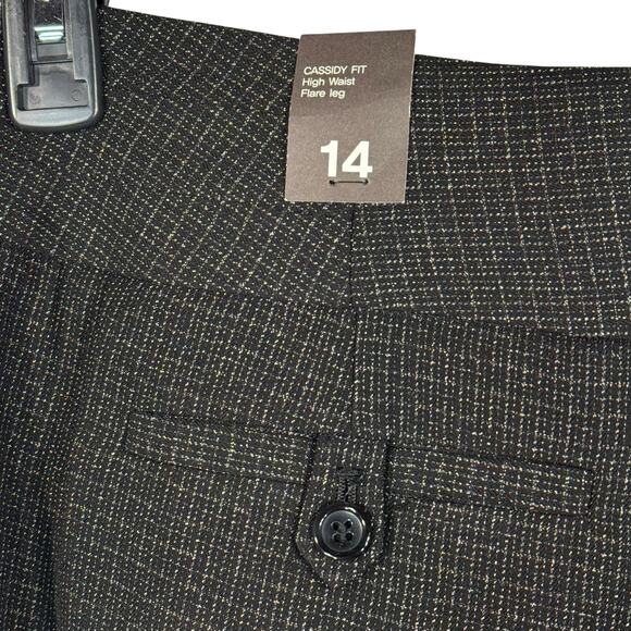 The Limited SZ 14 Cassidy Fit Flare Pants High Waisted Abstract Flat Front Black - Picture 6 of 8